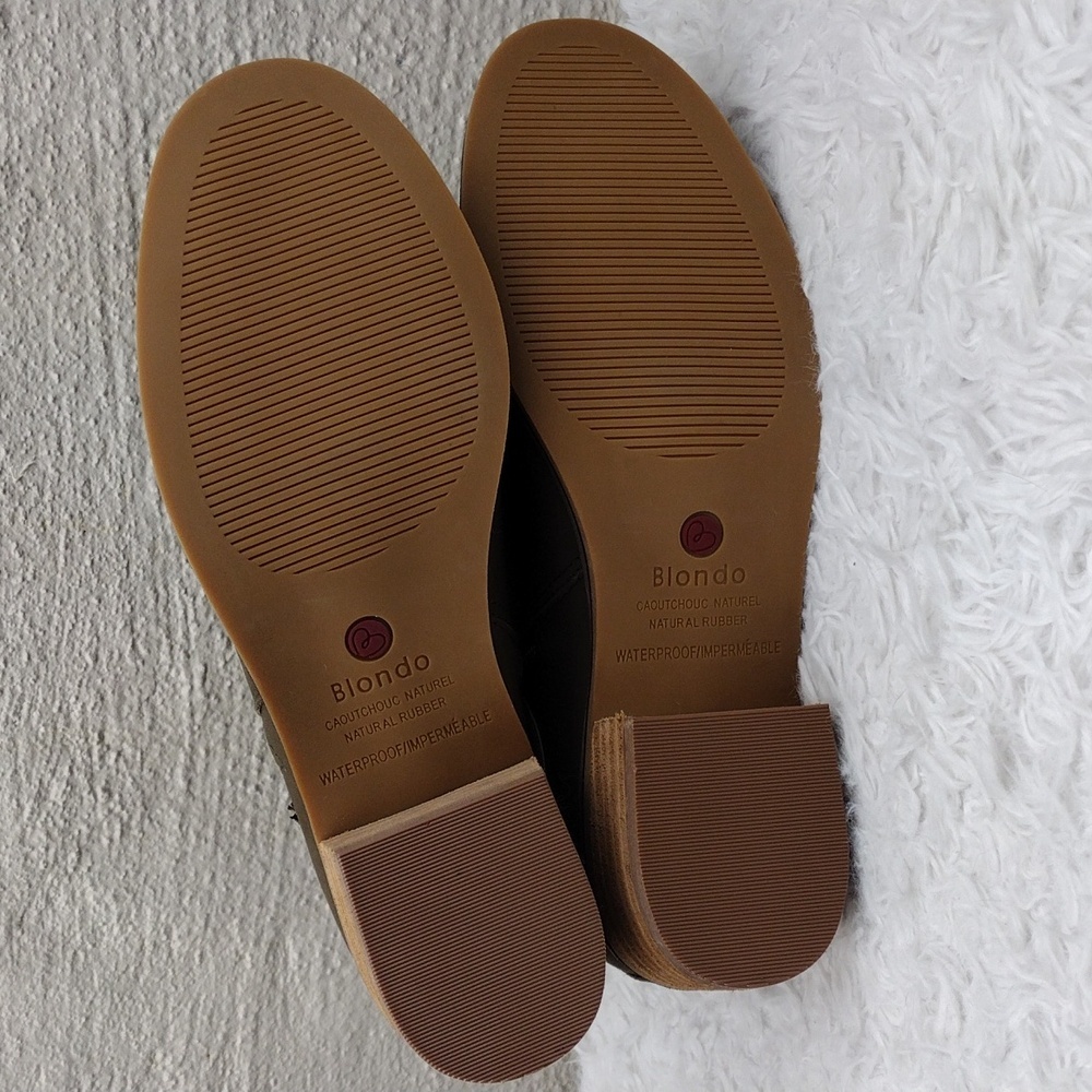 Blondo Empeigne Cuir Green Suede Leather Almond Toe Chunky Heel Ankle Boot NWT - Picture 9 of 16